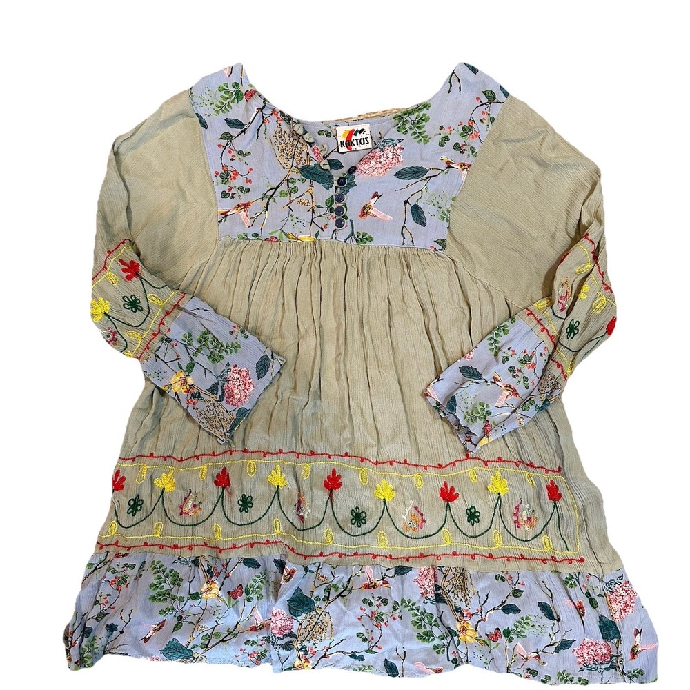 VTG Embroidered‎ Womens Top Free Size Boho Style India